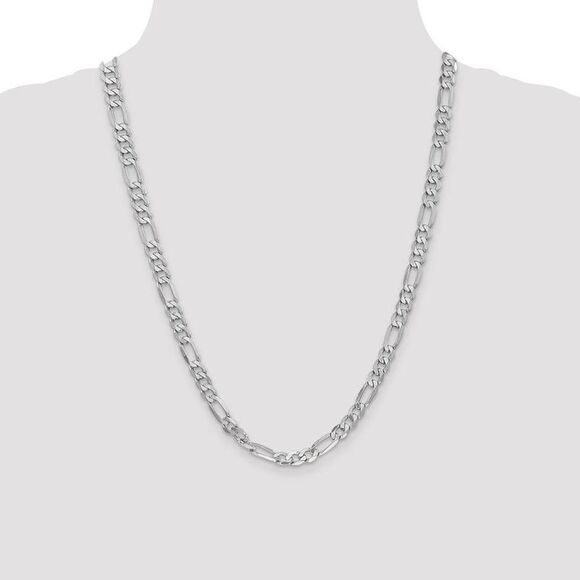 Men's 6mm 14k White Gold Flat Figaro Chain Necklace, 24 Inch - Picture 2 of 8